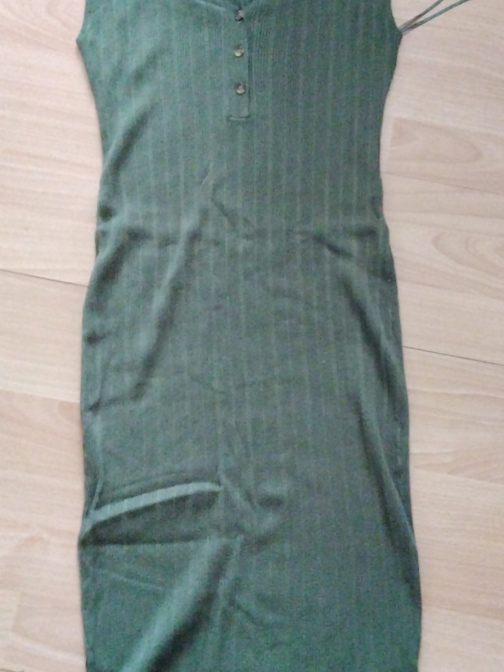 H&M Olive Ribbed Henley Maxi Dress Fits Small Or Extra Small